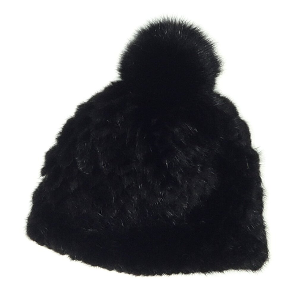 Barneys New York Real Rex Rabbit Fur Fox Fur Pom Pom Beanie Never Worn